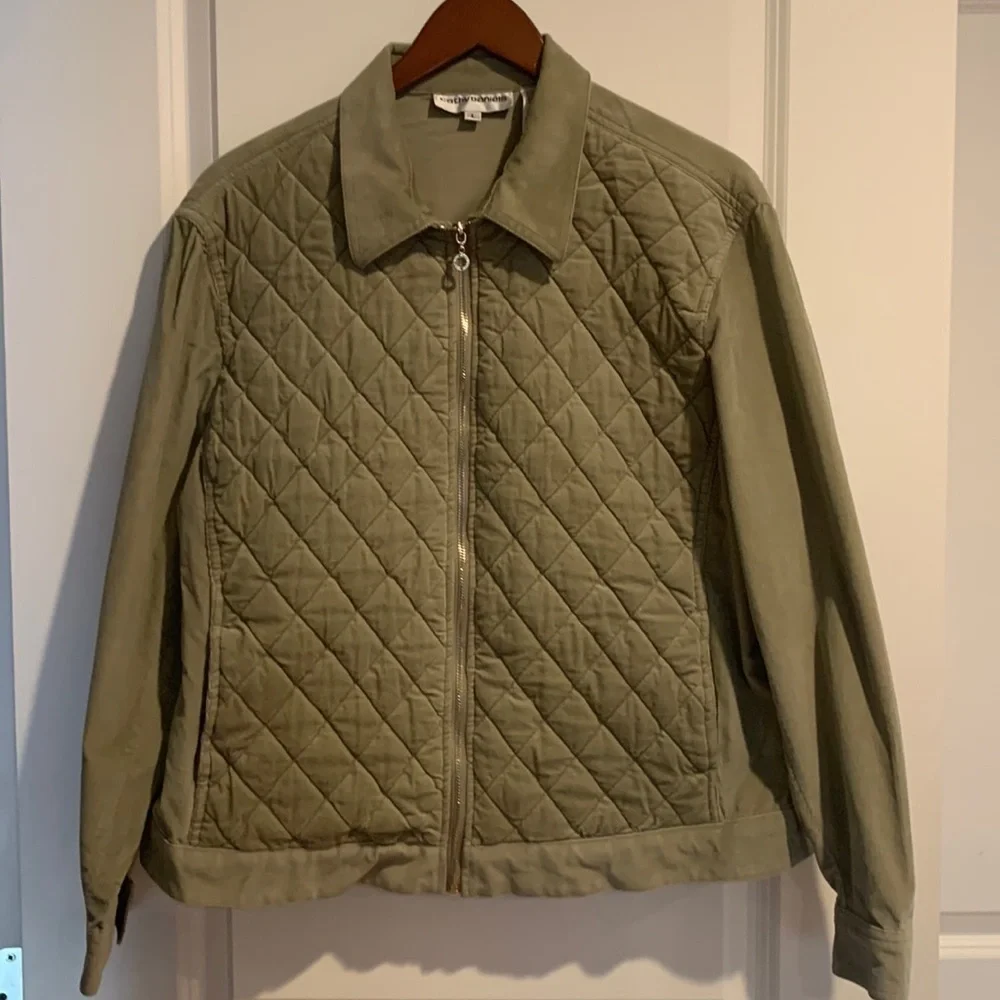Cathy Daniels Green Corduroy Fill Zipper Jacket Size Large - Picture 1 of 14